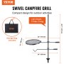VEVOR Swivel Campfire Grill, Fire Pit Grill Grate over Fire Pits, Heavy Duty Steel Grill Grates, 360° Adjustable Open Fire Outdoor Cooking Equipment, Portable Camp Fire Racks for Camping Outdoor BBQ