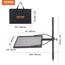 VEVOR Swivel Campfire Grill, Fire Pit Grill Grate over Fire Pits, Heavy Duty Steel Grill Grates, 360° Adjustable Open Fire Outdoor Cooking Equipment, Portable Camp Fire Racks for Camping Outdoor BBQ