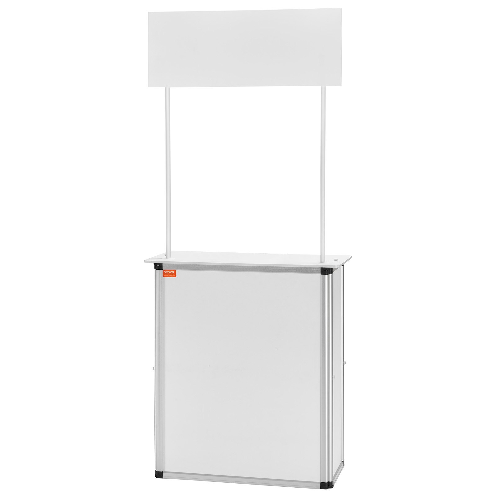 VEVOR promotion counter with white display board and sturdy aluminum frame, ideal for events and exhibitions.