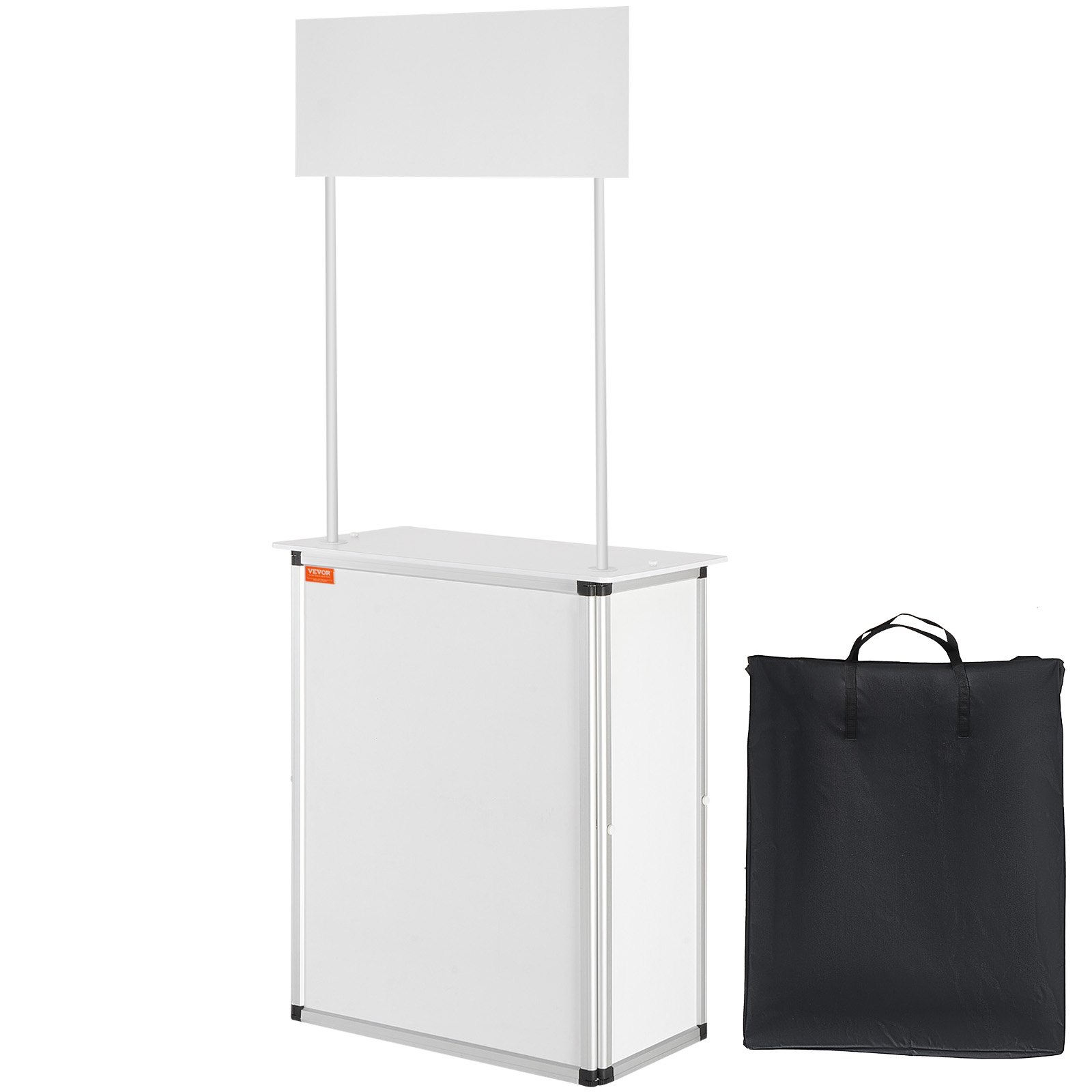 VEVOR promotion counter with signboard and black carrying bag for portable advertising displays.