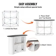 VEVOR Portable Tradeshow Podium Table, 51.18" x 18.31" x 37.4", Display Exhibition Counter Stand Booth Fair with Wall, Foldable Promotion Retail Bar Table Pop Up Podium with Storage Rack, Carrying Bag