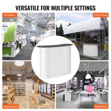 VEVOR Portable Tradeshow Podium Table, 1300 x 465 x 950 mm, Display Exhibition Counter Stand Booth Fair with Wall, Foldable Promotion Retail Bar Table Pop Up Podium with Storage Rack, Carrying Bag