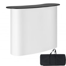 VEVOR Portable Tradeshow Podium Table, 51.18" x 18.31" x 37.4", Display Exhibition Counter Stand Booth Fair with Wall, Foldable Promotion Retail Bar Table Pop Up Podium with Storage Rack, Carrying Bag