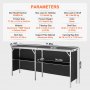 VEVOR Extra Long Folding Portable Bar Table - Tradeshow Podium Table for Indoor, Outdoor, Party, Picnic, Exhibition, Includes Carrying Case, Storage Shelf and  Black Skirt, 77.95" x 15.16" x 34.65"