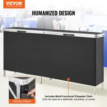 VEVOR Extra Long Folding Portable Bar Table - Tradeshow Podium Table for Indoor, Outdoor, Party, Picnic, Exhibition, Includes Carrying Case, Storage Shelf and  Black Skirt, 77.95" x 15.16" x 34.65"