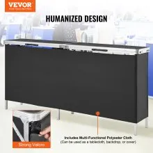 VEVOR Portable Tradeshow Podium Table, 77.95" x 15.16" x 34.65", Display Exhibition Counter Stand Booth Fair with Wall, Foldable Promotion Retail Bar Table Podium with Storage Rack and Carrying Bag