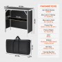VEVOR Folding Portable Bar Table, Tradeshow Podium Table for Indoor, Outdoor, Party, Picnic, Exhibition, Includes Carrying Case, Storage Shelf and  Black Skirt, 38.39" x 15.16" x 34.25"