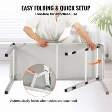 VEVOR Folding Portable Bar Table, Tradeshow Podium Table for Indoor, Outdoor, Party, Picnic, Exhibition, Includes Carrying Case, Storage Shelf and  Black Skirt, 38.39" x 15.16" x 34.25"