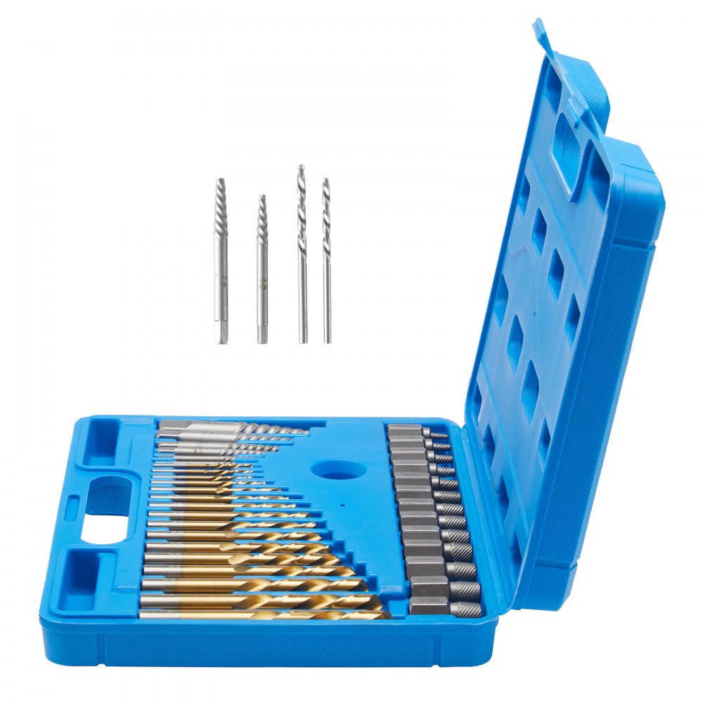 VEVOR Screw Extractor with Drill Bit Set, 35-Piece Bolt Extractor Kit, 19 PCS Bolt Extractors and 16 PCS Reverse HSS Drill Bits, with Storage Case, for Removing Damaged Bolts, Screws, and Nuts