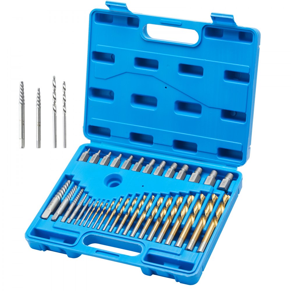 VEVOR Screw Extractor with Drill Bit Set, 35-Piece Bolt Extractor Kit, 19 PCS Bolt Extractors and 16 PCS Reverse HSS Drill Bits, with Storage Case, for Removing Damaged Bolts, Screws, and Nuts