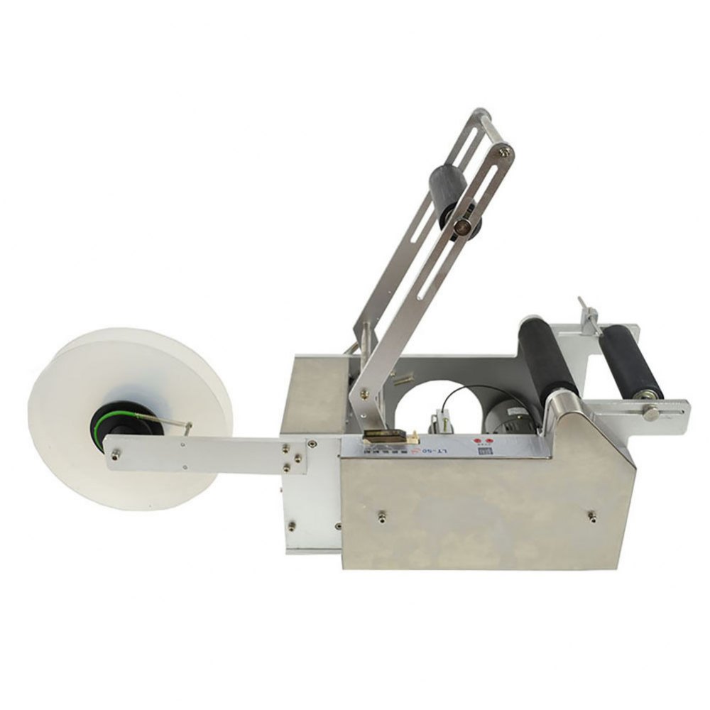 VEVOR LT-50S semi-Auto Round Bottle Labeling Machine, Adjustable Bottle Labeler PLC Control 50pcs/min, Round Tank Intelligent Digtal Display for Bottles 20-120mm