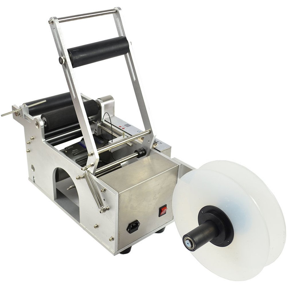 VEVOR LT-50S semi-Auto Round Bottle Labeling Machine, Adjustable Bottle Labeler PLC Control 50pcs/min, Round Tank Intelligent Digtal Display for Bottles 20-120mm