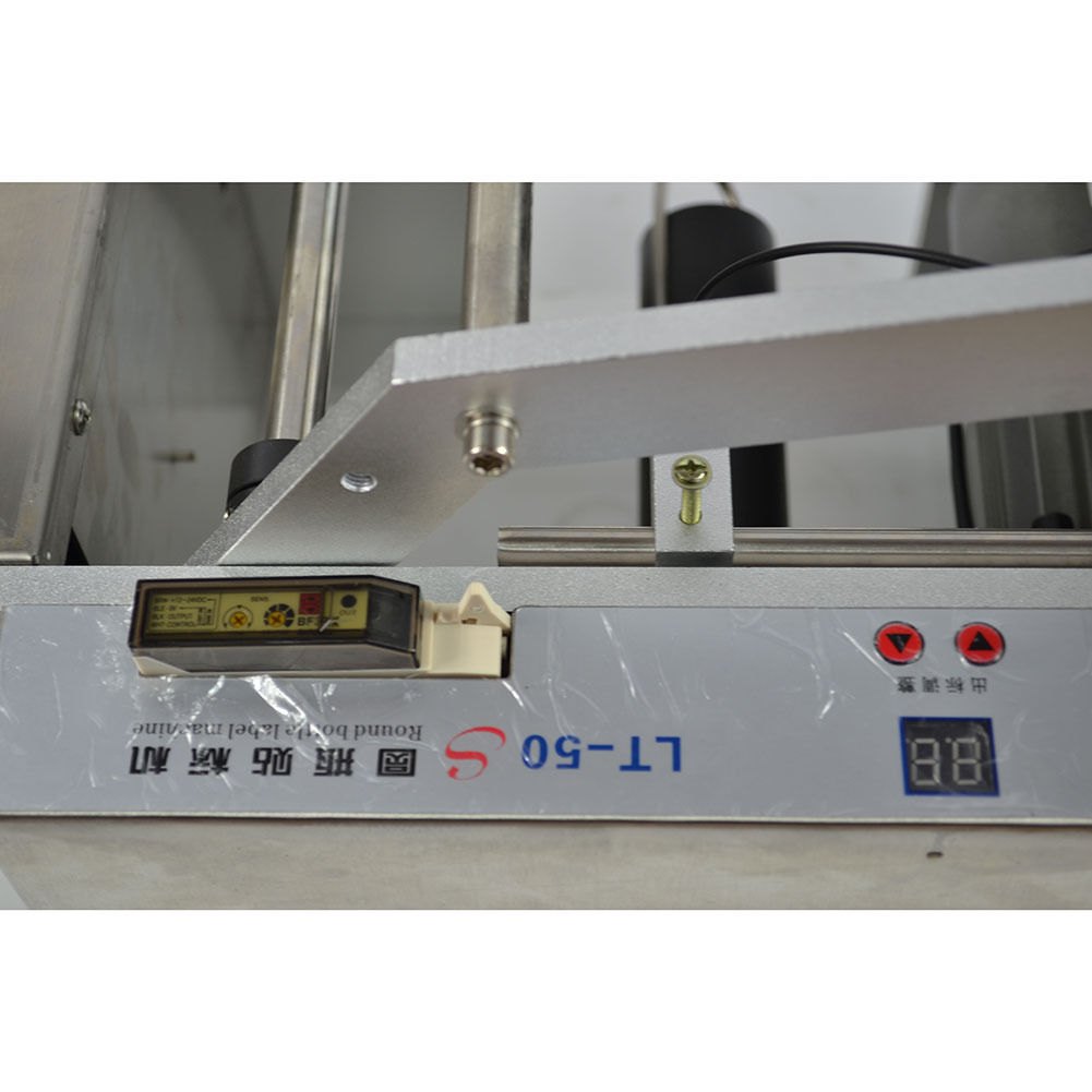 VEVOR LT-50S semi-Auto Round Bottle Labeling Machine, Adjustable Bottle Labeler PLC Control 50pcs/min, Round Tank Intelligent Digtal Display for Bottles 20-120mm