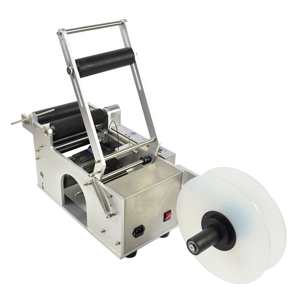 VEVOR LT-50S semi-Auto Round Bottle Labeling Machine, Adjustable Bottle Labeler PLC Control 50pcs/min, Round Tank Intelligent Digtal Display for Bottles 20-120mm