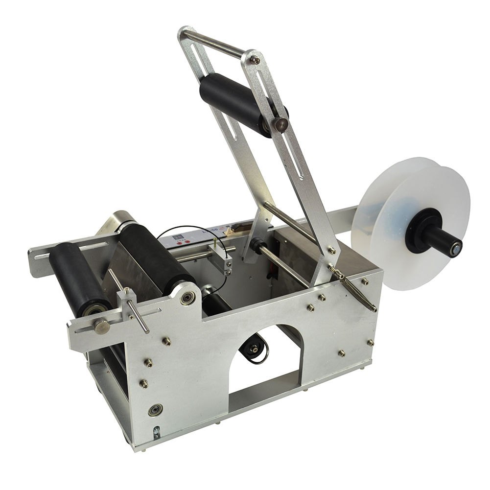 VEVOR LT-50S semi-Auto Round Bottle Labeling Machine, Adjustable Bottle Labeler PLC Control 50pcs/min, Round Tank Intelligent Digtal Display for Bottles 20-120mm