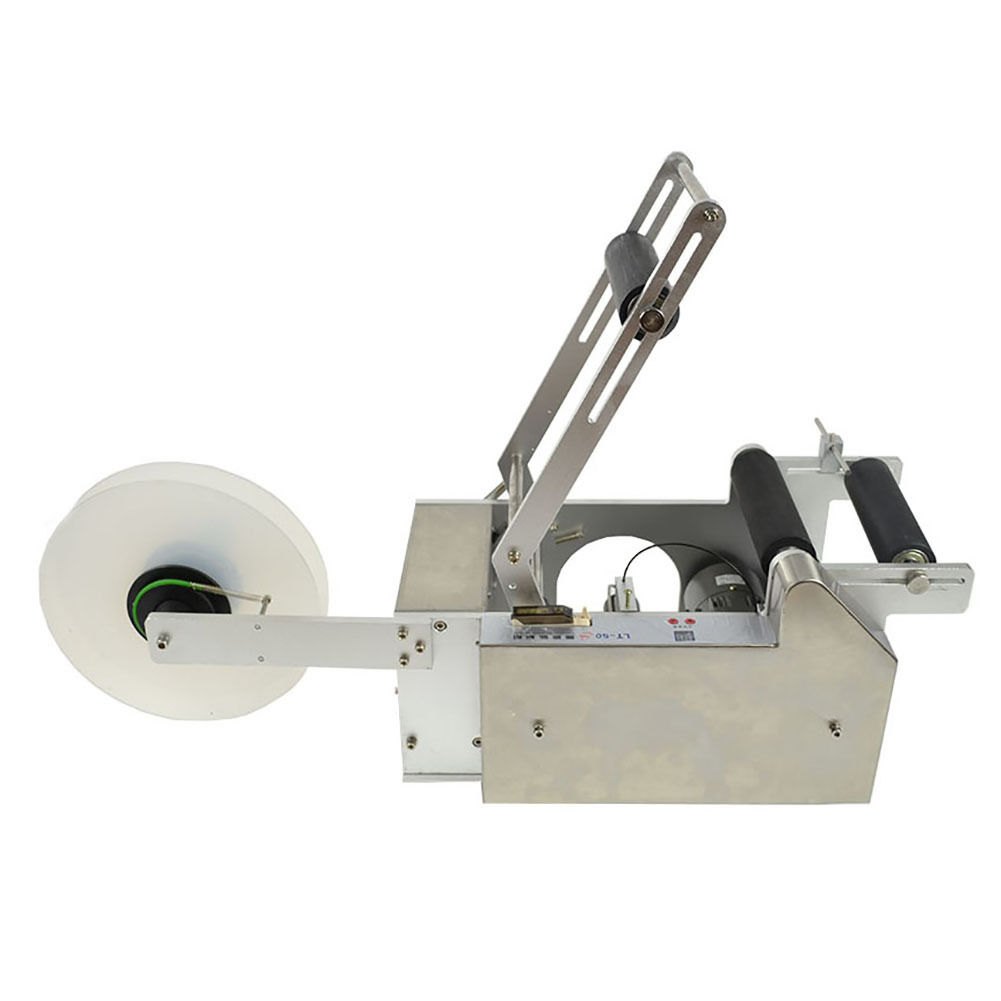 VEVOR LT-50S semi-Auto Round Bottle Labeling Machine, Adjustable Bottle Labeler PLC Control 50pcs/min, Round Tank Intelligent Digtal Display for Bottles 20-120mm