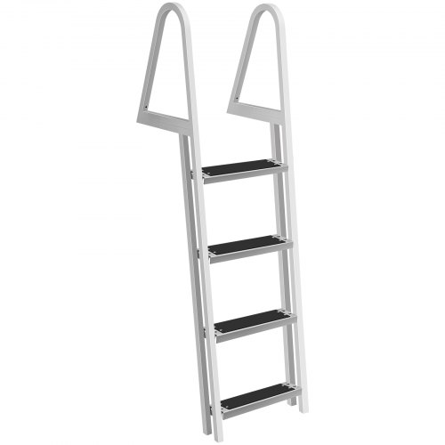 VEVOR Removable Dock Ladder with Rubber Mat, Pontoon Boat Ladder with Mounting Hardware, Swim Ladder Aluminum, Each Step 16" x 4", 350Lbs Load, for Lake, Marine Boarding, Pool