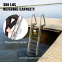 VEVOR Removable Dock Ladder with Rubber Mat, Pontoon Boat Ladder with Mounting Hardware, Swim Ladder Aluminum, Each Step 16\" x 4\", 350Lbs Load, for Lake, Marine Boarding, Pool