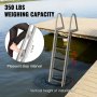 VEVOR Removable Dock Ladder with Rubber Mat, Pontoon Boat Ladder with Mounting Hardware, Swim Ladder Aluminum 5 Step, Each Step 16" x 4", 350Lbs Load, for Lake, Marine Boarding, Pool