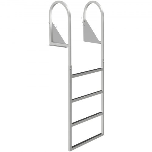 VEVOR Dock Ladders Flip Up, Dock Ladder with Rubber Mat, Swim Ladder Aluminum 4 Step, Each Step 21.5" , 350Lbs Load, for Lake, Marine Boarding, Pool