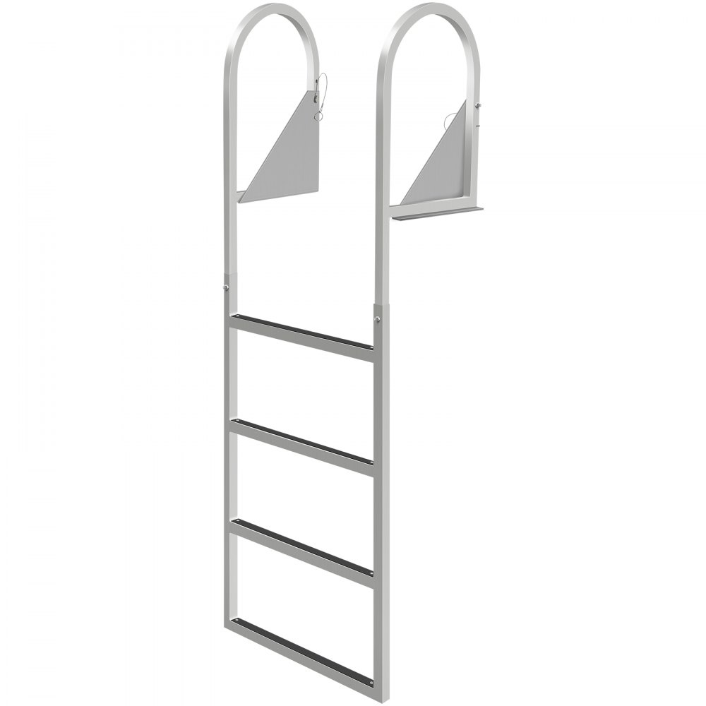 VEVOR Escaleras de muelle abatibles, escalera de muelle con alfombrilla de goma, escalera de baño de aluminio de 4 escalones, cada escalón de 21,5 pulgadas, carga de 350 libras, para lago, embarque marino, piscina
