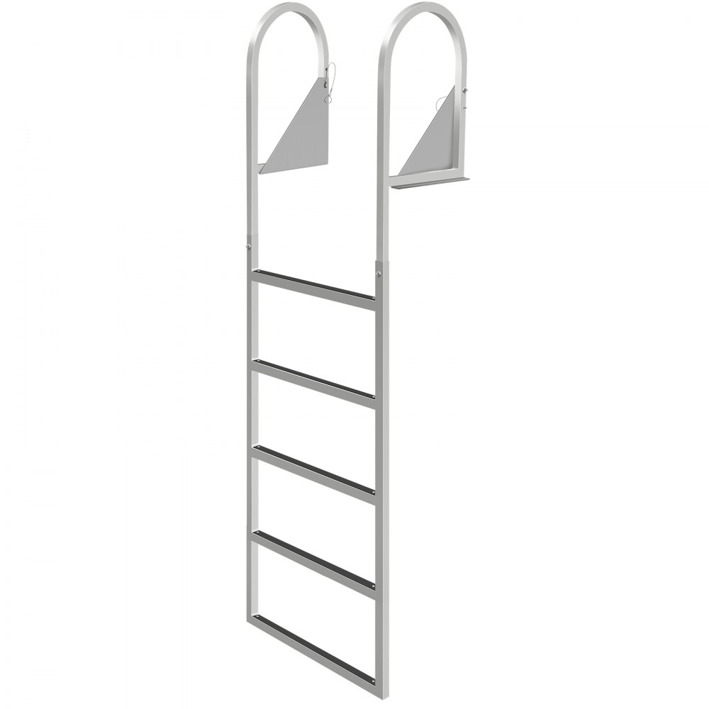 VEVOR Escaleras de muelle abatibles, escalera de muelle con alfombrilla de goma, escalera de baño de aluminio de 5 escalones, cada escalón 21.5" x 1.2", carga de 350 libras, para lago, embarque marino, piscina