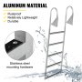 VEVOR Dock Ladders Flip Up, Dock Ladder with Rubber Mat, Swim Ladder Aluminum 5 Step, Each Step 546 x 30 mm, 160 kg Load, for Lake, Marine Boarding, Pool