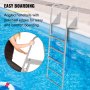 VEVOR Escaleras de muelle abatibles, escalera de muelle con alfombrilla de goma, escalera de baño de aluminio de 5 escalones, cada escalón 21.5" x 1.2", carga de 350 libras, para lago, embarque marino, piscina