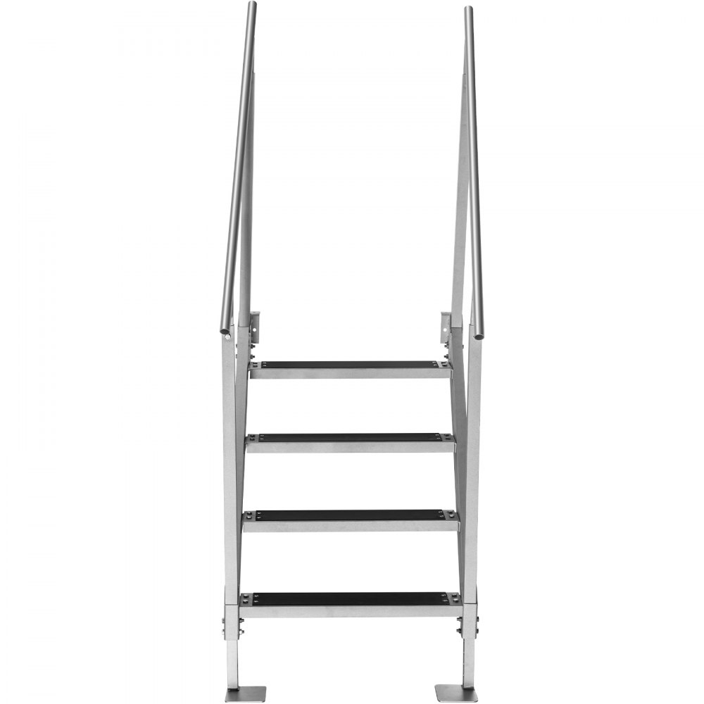 VEVOR 4 Steps Aluminum Dock Ladder, Boat Dock Ladder 558mm Wide Step, Aluminum Boat Ladder Removable Dock Stairs with Handrails, Welded Boarding Dock Ladder, Stainless Steel Mounting Hardware