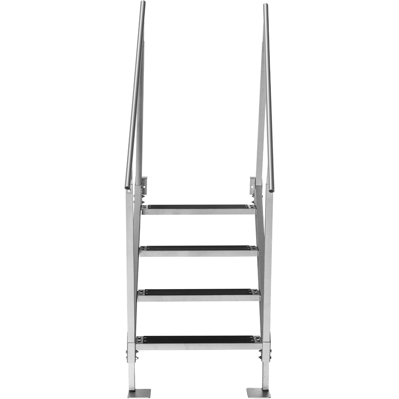 VEVOR 4 Steps Aluminum Dock Ladder, Boat Dock Ladder 558mm Wide Step, Aluminum Boat Ladder Removable Dock Stairs with Handrails, Welded Boarding Dock Ladder, Stainless Steel Mounting Hardware
