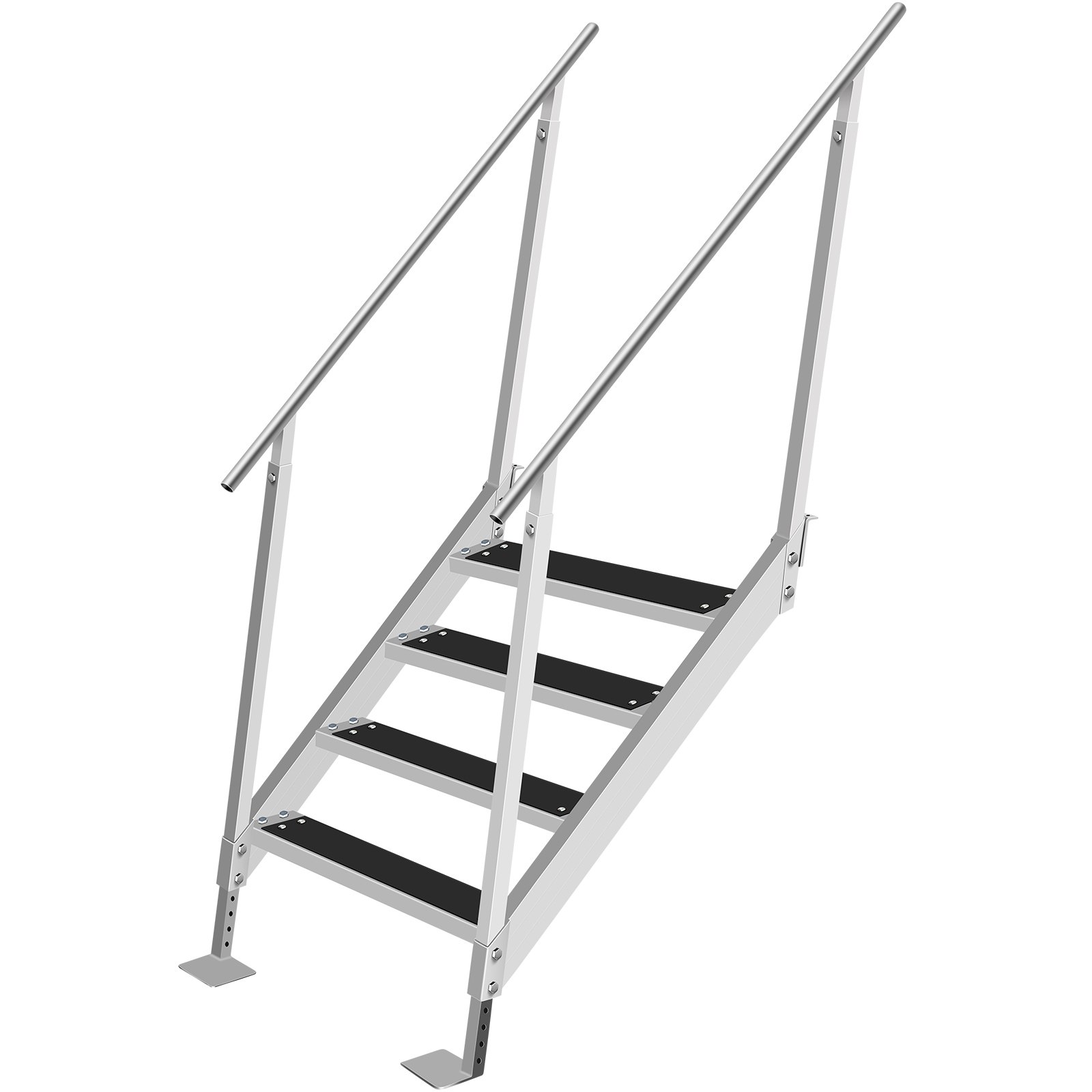VEVOR 4 Steps Aluminum Dock Ladder, Boat Dock Ladder 558mm Wide Step, Aluminum Boat Ladder Removable Dock Stairs with Handrails, Welded Boarding Dock Ladder, Stainless Steel Mounting Hardware
