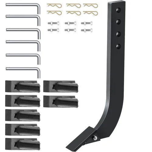 VEVOR Box Blade Shank, 18'' Scarifier Shank, 4 Holes Box Scraper Shank, Ripper Shank with Removable Tapered Teeth and Pins, Adjustable Shanks Assembly for Replacement, Digging, Plowing, 6PCS