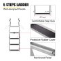 VEVOR Aluminum Dock Ladder 5-step, Boat Ladder 330lbs Weight Capacity, 21inch Step, Fixed Dock Ladder w/ Handrails and Matte Finish, Dock Lift Ladder for Dock, Pontoon, Swimming Pool