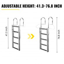 VEVOR Aluminum Dock Ladder 5-step, Boat Ladder 330lbs Weight Capacity, 21inch Step, Fixed Dock Ladder w/ Handrails and Matte Finish, Dock Lift Ladder for Dock, Pontoon, Swimming Pool
