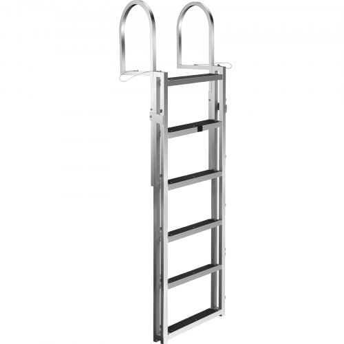 VEVOR Escalera de muelle de aluminio de 6 escalones, escalera para barco de 330 libras de capacidad de peso, escalón de 21 pulgadas, escalera de muelle fija con pasamanos y acabado mate, escalera de elevación de muelle para muelle, pontón, piscina