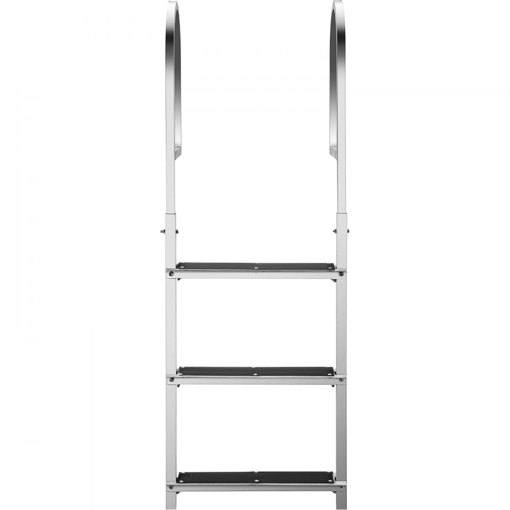 Escalera de muelle VEVOR con alfombrilla de goma, escalera de barco de pontón de aluminio de 3 peldaños, cada escalón de 18 x 4 pulgadas, escalera de natación de 330 libras de carga, para lago, embarque marino, piscina