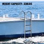 VEVOR Dock Ladder with Rubber Mat, Pontoon Boat Ladder Aluminum 3 Step, Each Step 18\" x 4\", Swim Ladder 330Lbs Load, for Lake, Marine Boarding, Pool
