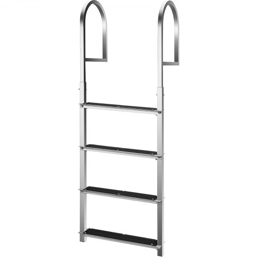 VEVOR Dock Ladder with Rubber Mat, Pontoon Boat Ladder Aluminum 4 Step, Each Step 18" x 4", Swim Ladder 330Lbs Load, for Lake, Marine Boarding, Pool