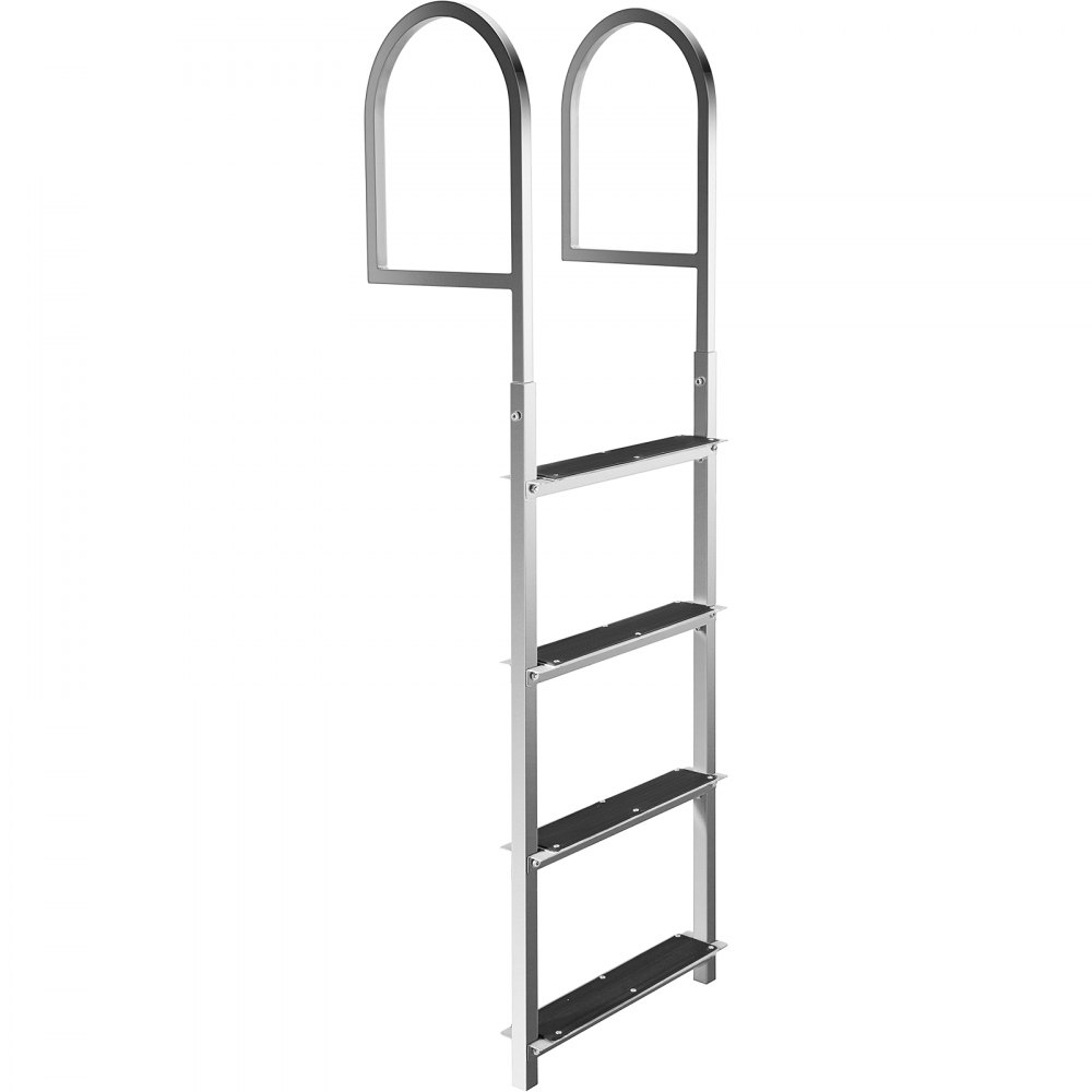 VEVOR Dock Ladder with Rubber Mat, Pontoon Boat Ladder Aluminum 4 Step, Each Step 18" x 4", Swim Ladder 330Lbs Load, for Lake, Marine Boarding, Pool