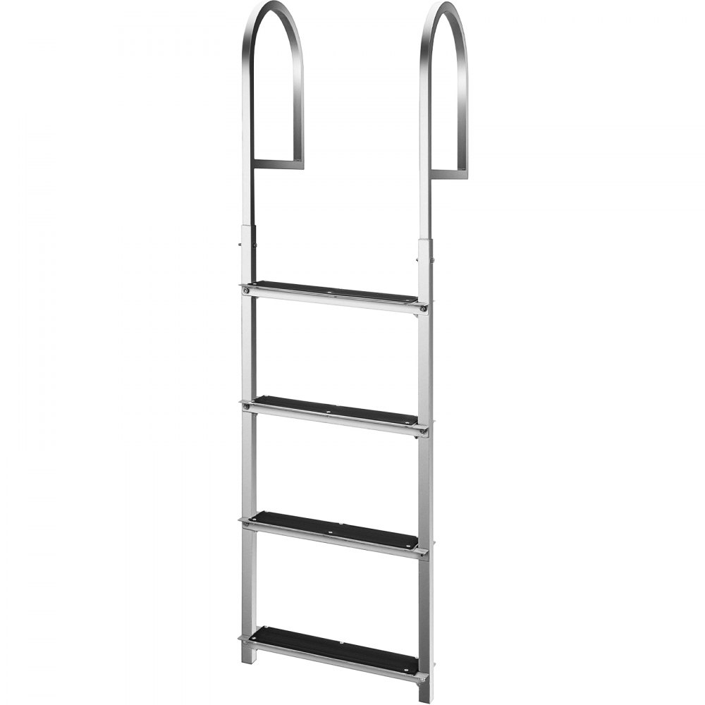 VEVOR Dock Ladder with Rubber Mat, Pontoon Boat Ladder Aluminum 4 Step, Each Step 18" x 4", Swim Ladder 330Lbs Load, for Lake, Marine Boarding, Pool