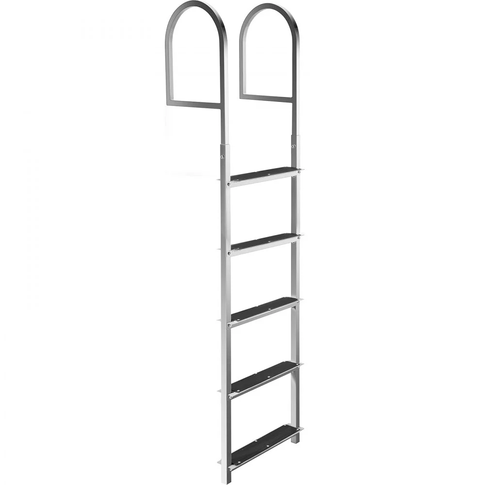 Escalera de aluminio Vevor para muelle, escalera para barco, 5 escalones, capacidad de 330 libras, escalera fija para muelle