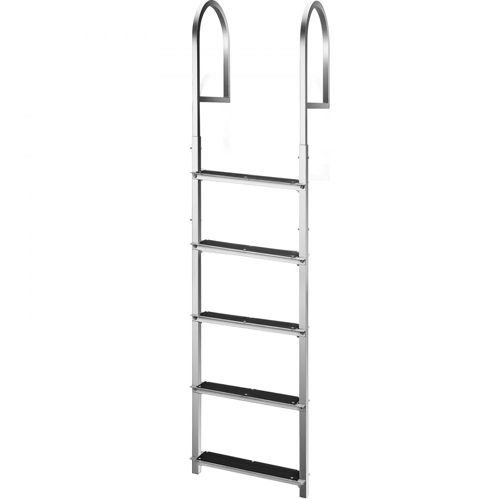 Escalera de aluminio Vevor para muelle, escalera para barco, 5 escalones, capacidad de 330 libras, escalera fija para muelle