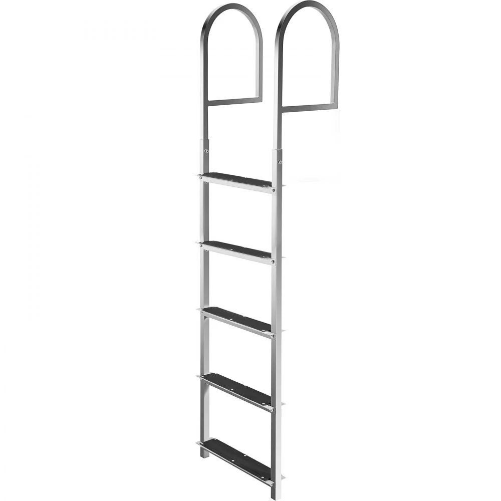 Escalera de aluminio Vevor para muelle, escalera para barco, 5 escalones, capacidad de 330 libras, escalera fija para muelle