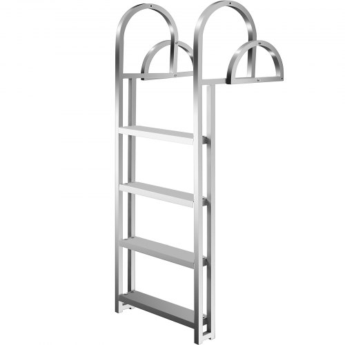 VEVOR Dock Ladders Flip Up, Dock Ladder with Rubber Mat, Swim Ladder Aluminum 4 Step, Each Step 18" x 4", 350Lbs Load, for Lake, Marine Boarding, Pool