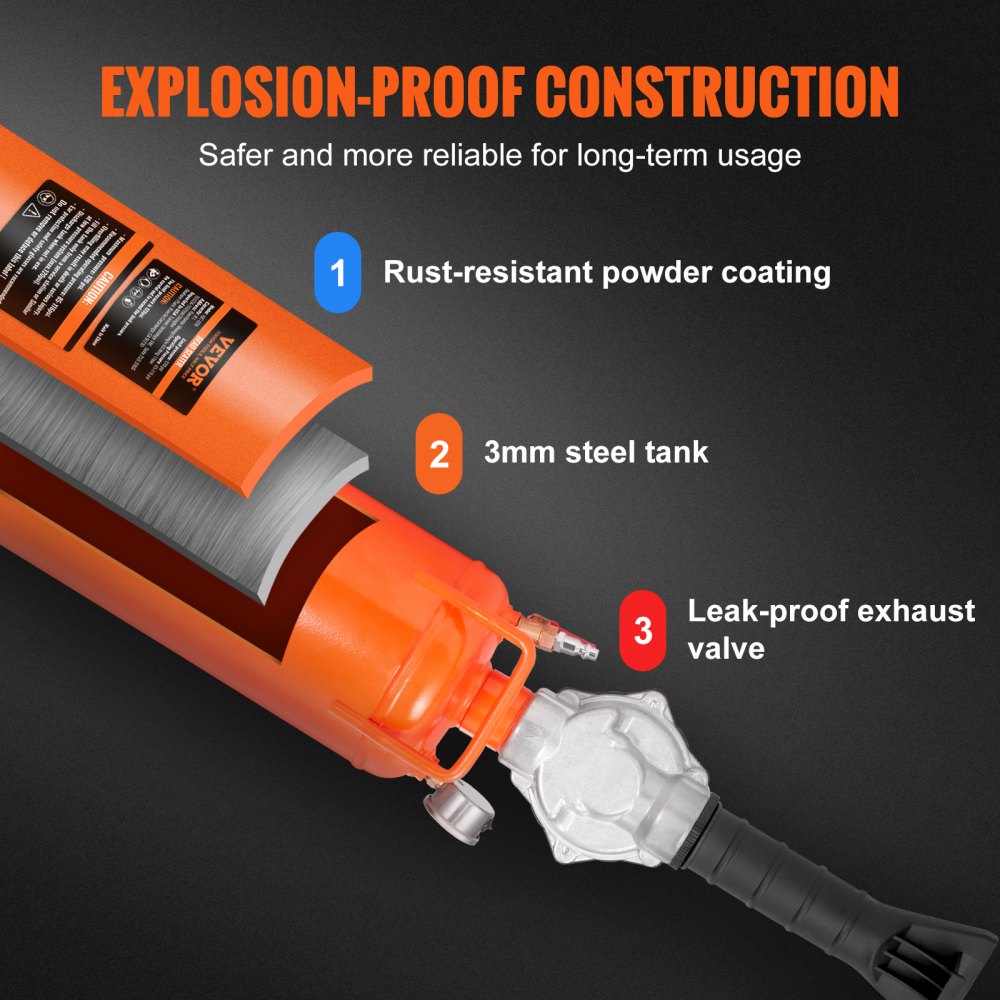 VEVOR Tire Bead Setter, 8L Capacity, 120 PSI Air Bead Blaster, Handheld Inflation Device, 85-116 PSI for Trucks, ATVs, Cars, and Tractor Tire Repairs