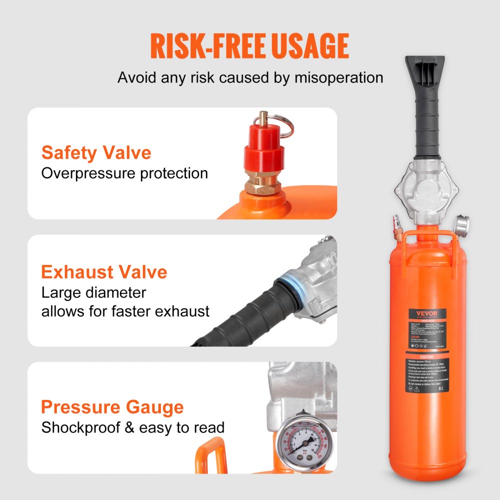 VEVOR Tire Bead Setter, 8L Capacity, 120 PSI Air Bead Blaster, Handheld Inflation Device, 85-116 PSI for Trucks, ATVs, Cars, and Tractor Tire Repairs
