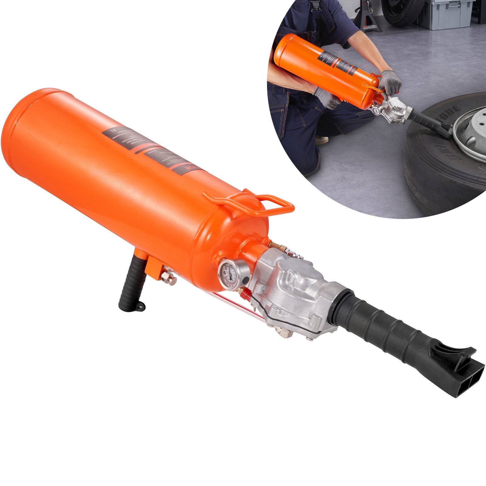 VEVOR Tire Bead Setter, 8L Capacity, 120 PSI Air Bead Blaster, Handheld Inflation Device, 85-116 PSI for Trucks, ATVs, Cars, and Tractor Tire Repairs