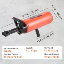 VEVOR Tire Bead Blaster, 150 PSI, Handheld 2.4 Gal/9 L Air Bead Seater, Portable Inflation Tool, 87-116 PSI for Trucks, ATVs, Cars, and Tractor Tire Repairs