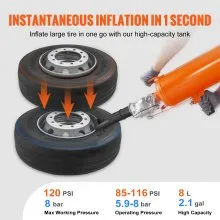 VEVOR Tire Bead Setter, 8L Capacity, 120 PSI Air Bead Blaster, Handheld & Portable Inflation Device, 85-116 PSI for Trucks, Tractors, ATVs & Cars