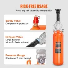 VEVOR Tire Bead Setter, 8L Capacity, 120 PSI Air Bead Blaster, Handheld & Portable Inflation Device, 85-116 PSI for Trucks, Tractors, ATVs & Cars